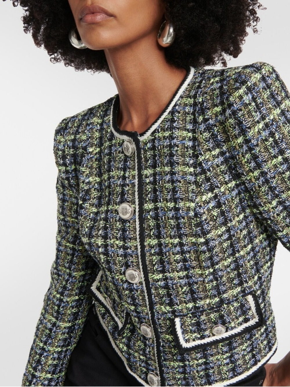 Veronica Beard Multicolor Tweed Cropped Blazer